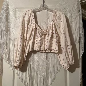 WILD FABLE WOMENS FLORAL PEASANT TOP BLOUSE